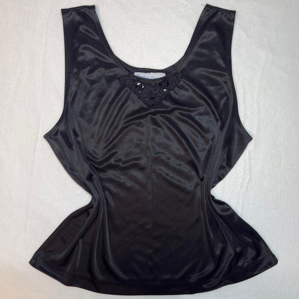 vintage 90s first lady lingerie satin beaded vneck camisole tank top